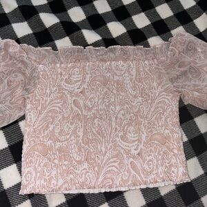 Express Light Pink Paisley Off-Shoulder Blouse